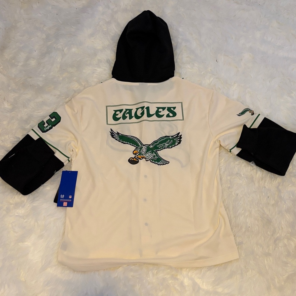 NFL Eagles Cream and Black Jersey size M new w tags